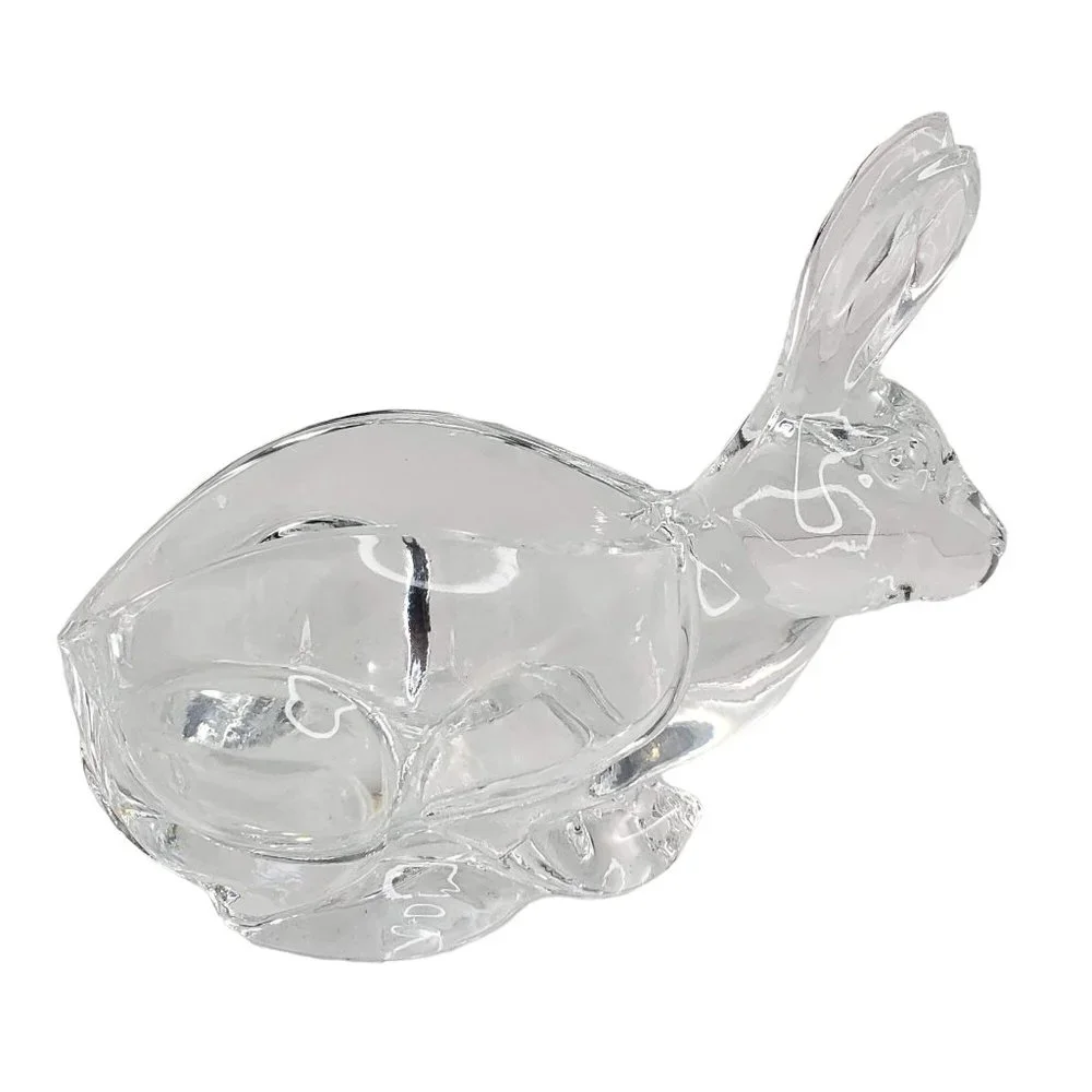 Cristal d'Arques France Crystal Rabbit Bunny Candy Dish Easter